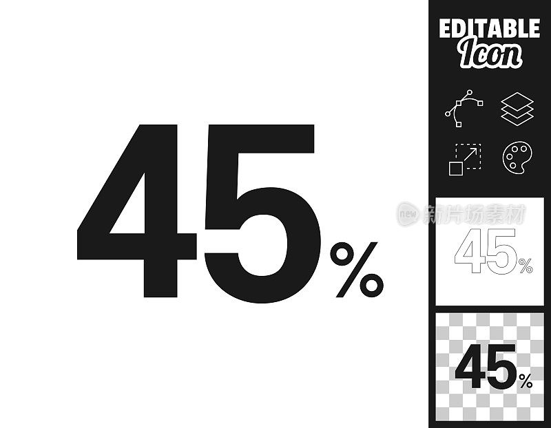 45% - 45%。图标设计。轻松地编辑